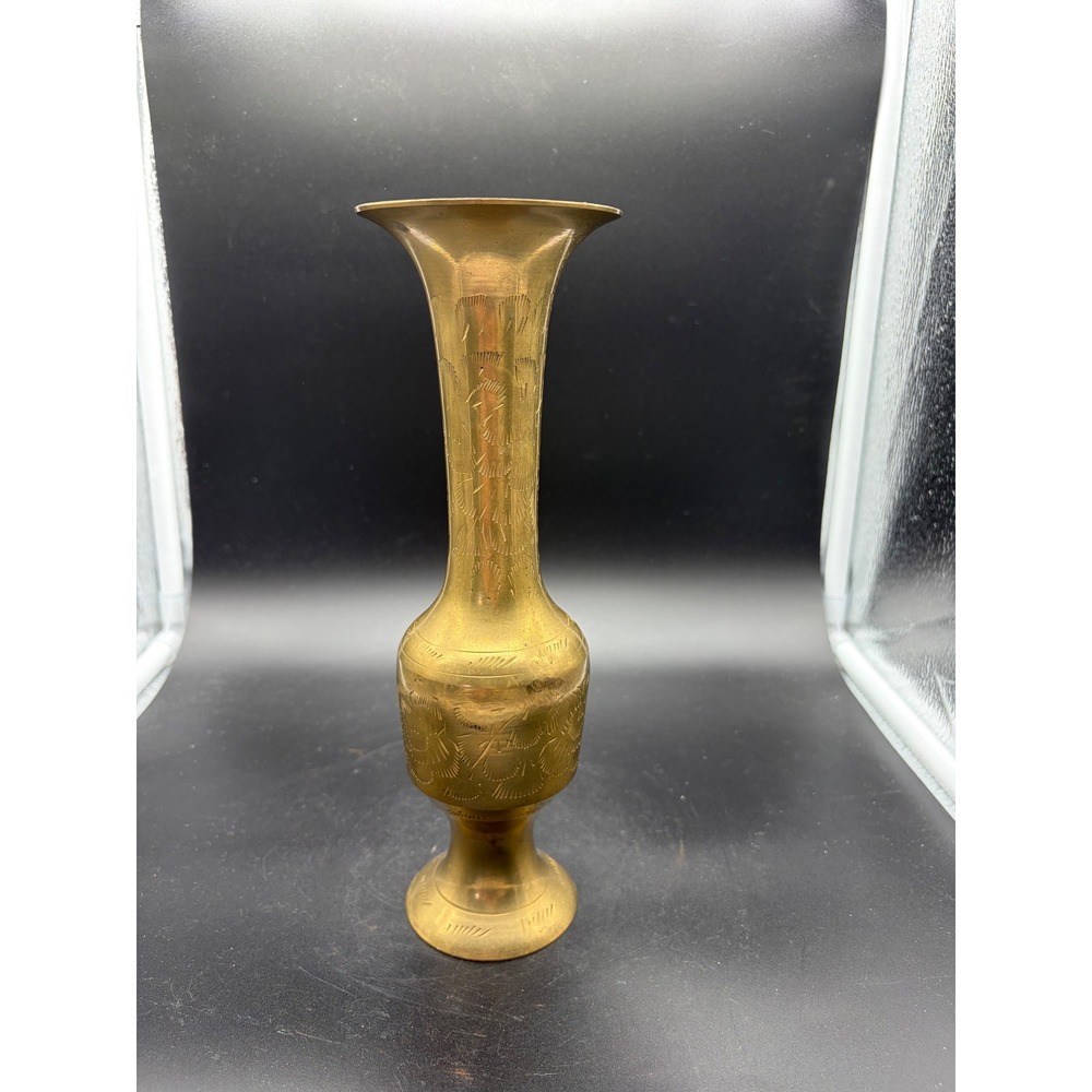 Vintage Brass Etched Indian Vase